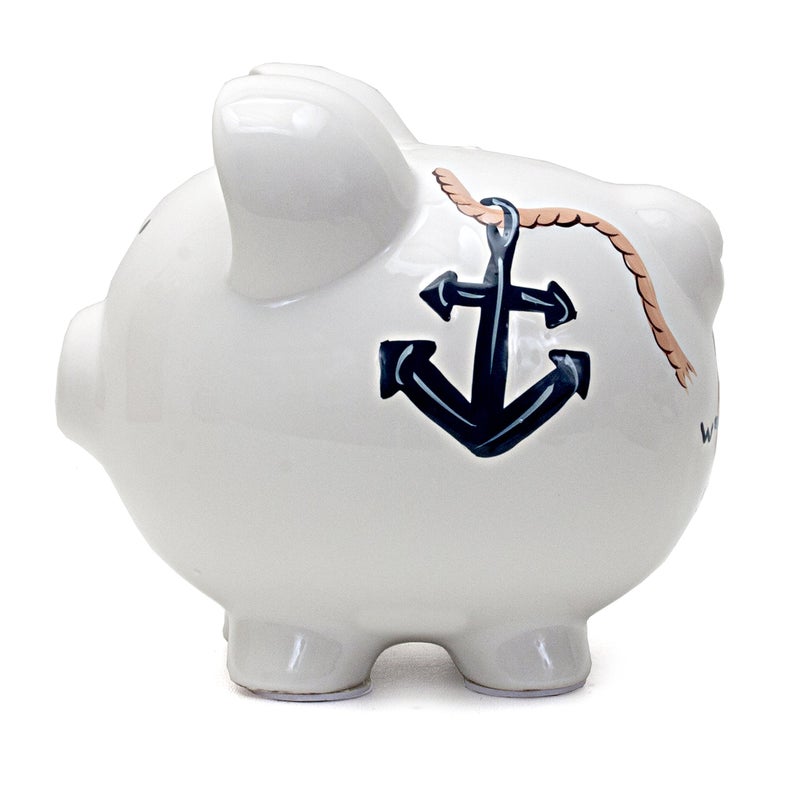 Child to Cherish Ceramic Piggy Bank for Boys (Nautical Design) - Image 5